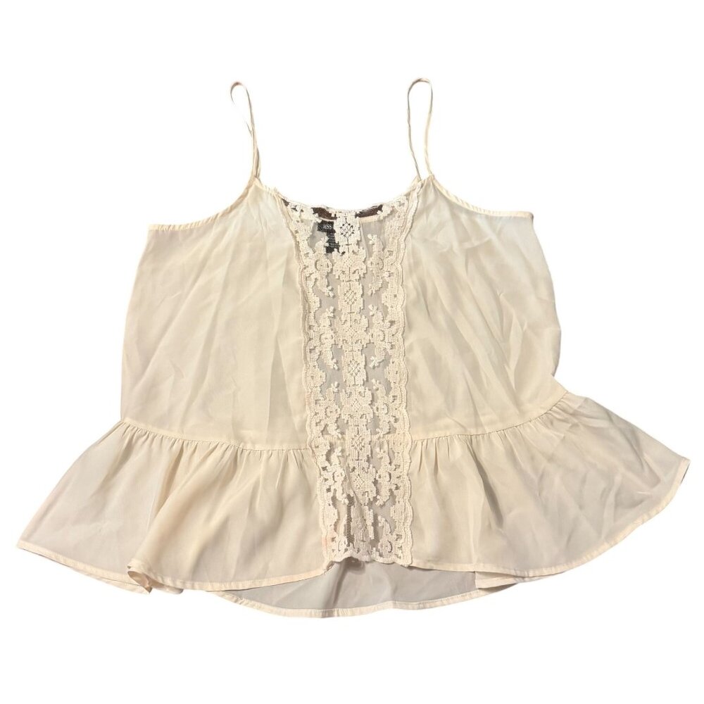 Miss Chievous Womens XL Lace Front Cream Sleeveless Peplum Top‎